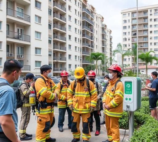板橋龍鳳雙星社區辦理複合式消防與電動車充電樁火災訓練
