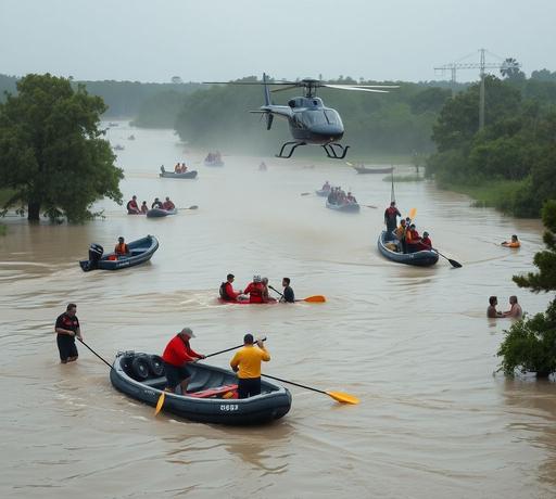 德州暴雨釀災 洪水圍困夏令營