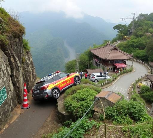 陽明山文化大學後山邊坡車輛滑落事故 警消即時救援無人重傷